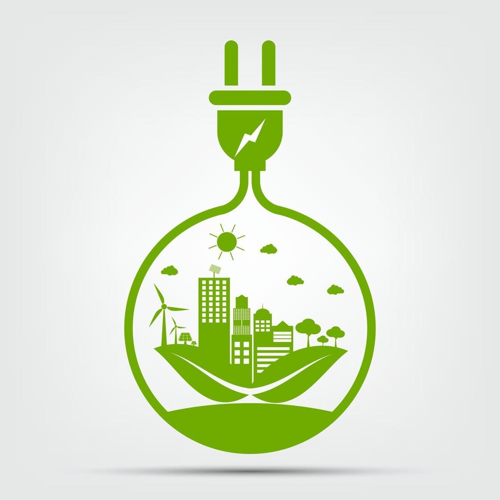 les idées énergétiques sauvent le concept du monde prise de courant écologie verte vecteur