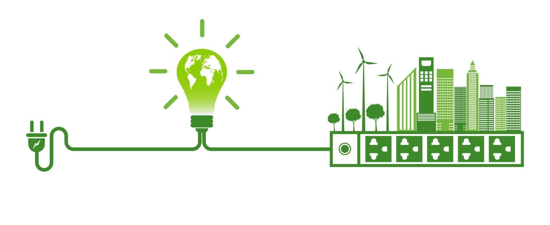 les idées énergétiques sauvent le concept du monde prise de courant écologie verte vecteur