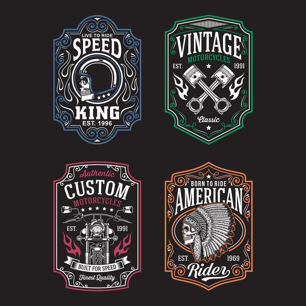 collection de t-shirts graphiques de moto vintage vecteur