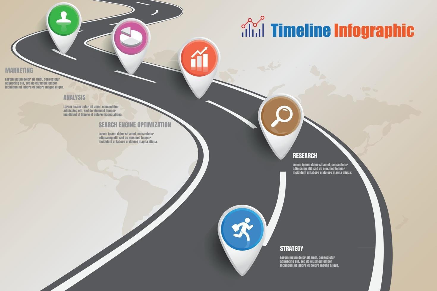 business road map chronologie infographie icônes conçues pour résumé fond modèle élément diagramme moderne processus pages web technologie marketing numérique données présentation graphique illustration vectorielle vecteur