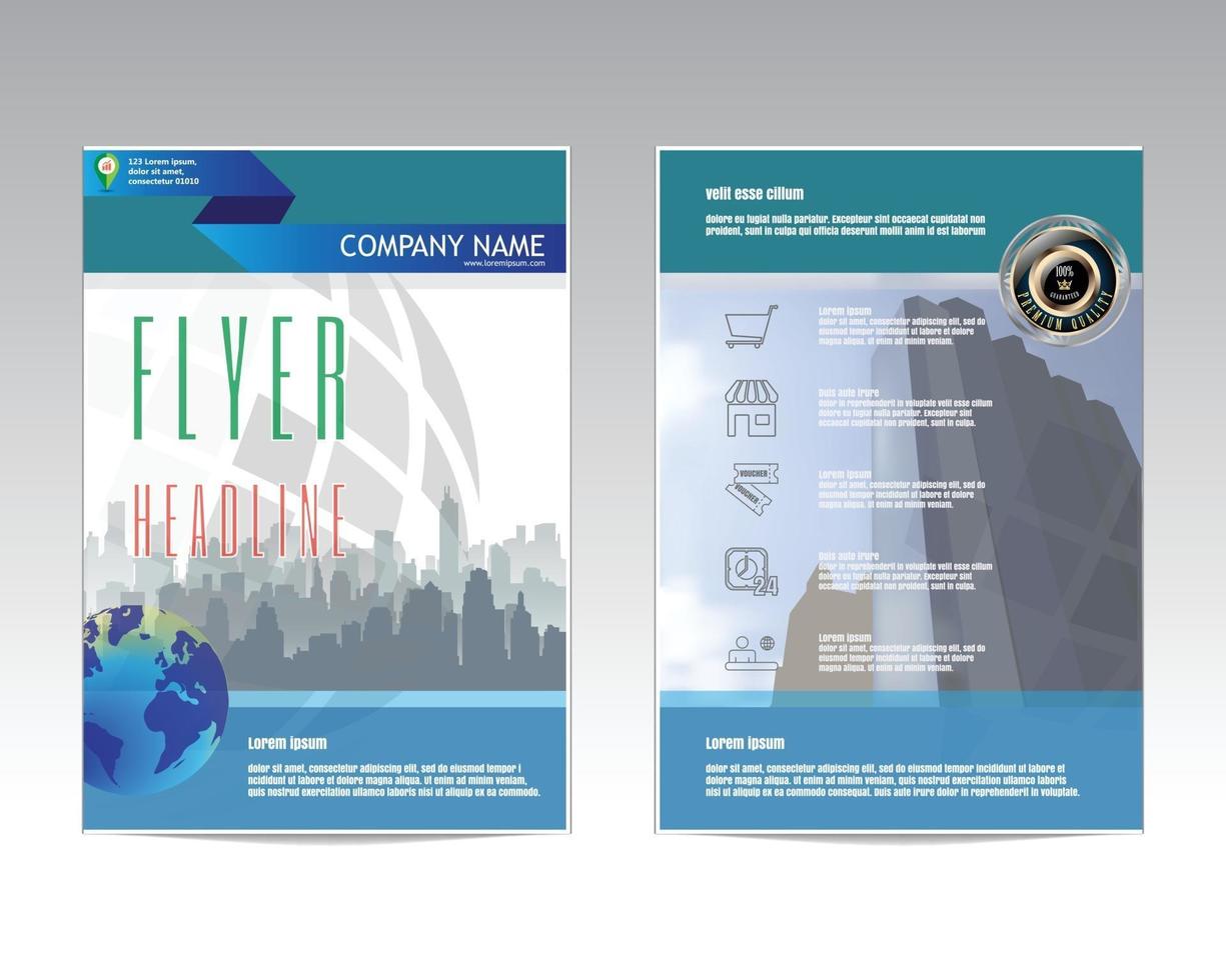 modèle de mise en page de conception de dépliant de brochure vectorielle pour la présentation de données de technologie de ville d'affaires pages avant et arrière infographie taille a4 vecteur