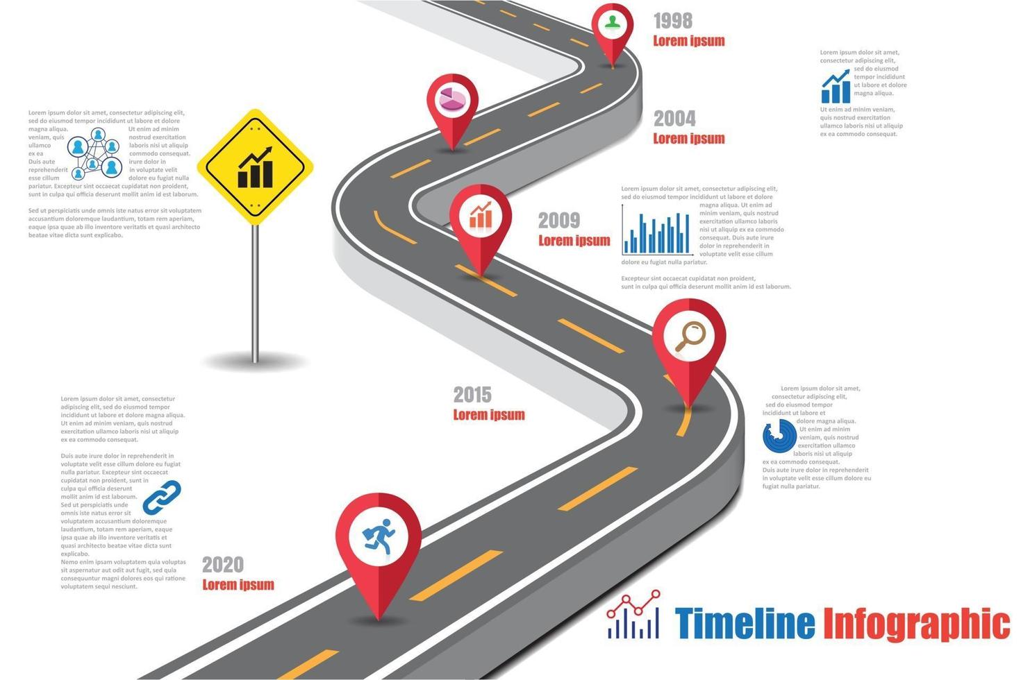 business roadmap chronologie infographique avec pointeur conçu pour abstrait modèle jalon élément moderne diagramme processus technologie marketing numérique données présentation graphique illustration vectorielle vecteur