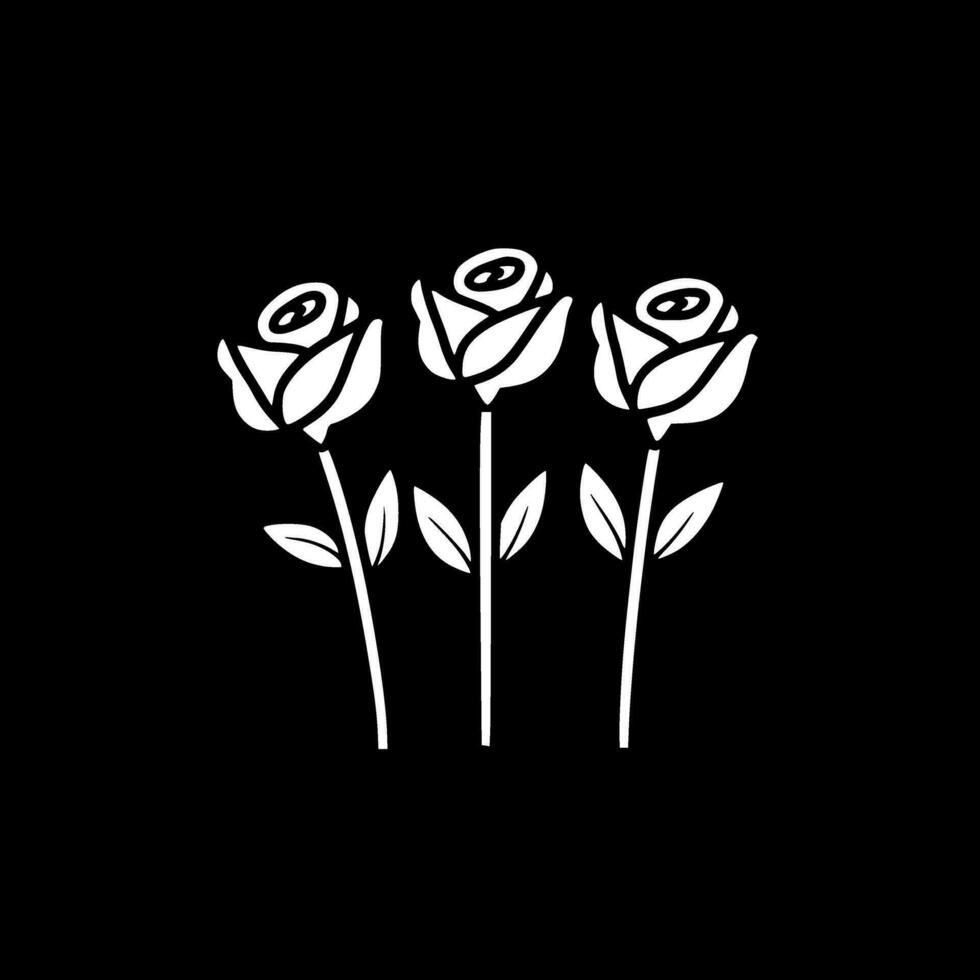 des roses - noir et blanc isolé icône - vecteur illustration