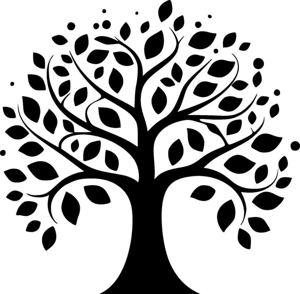 famille arbre, noir et blanc vecteur illustration