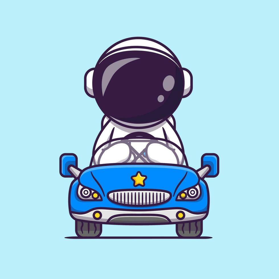 mignonne astronaute conduite voiture dessin animé vecteur icône illustration. science transport icône concept isolé prime vecteur. plat dessin animé style