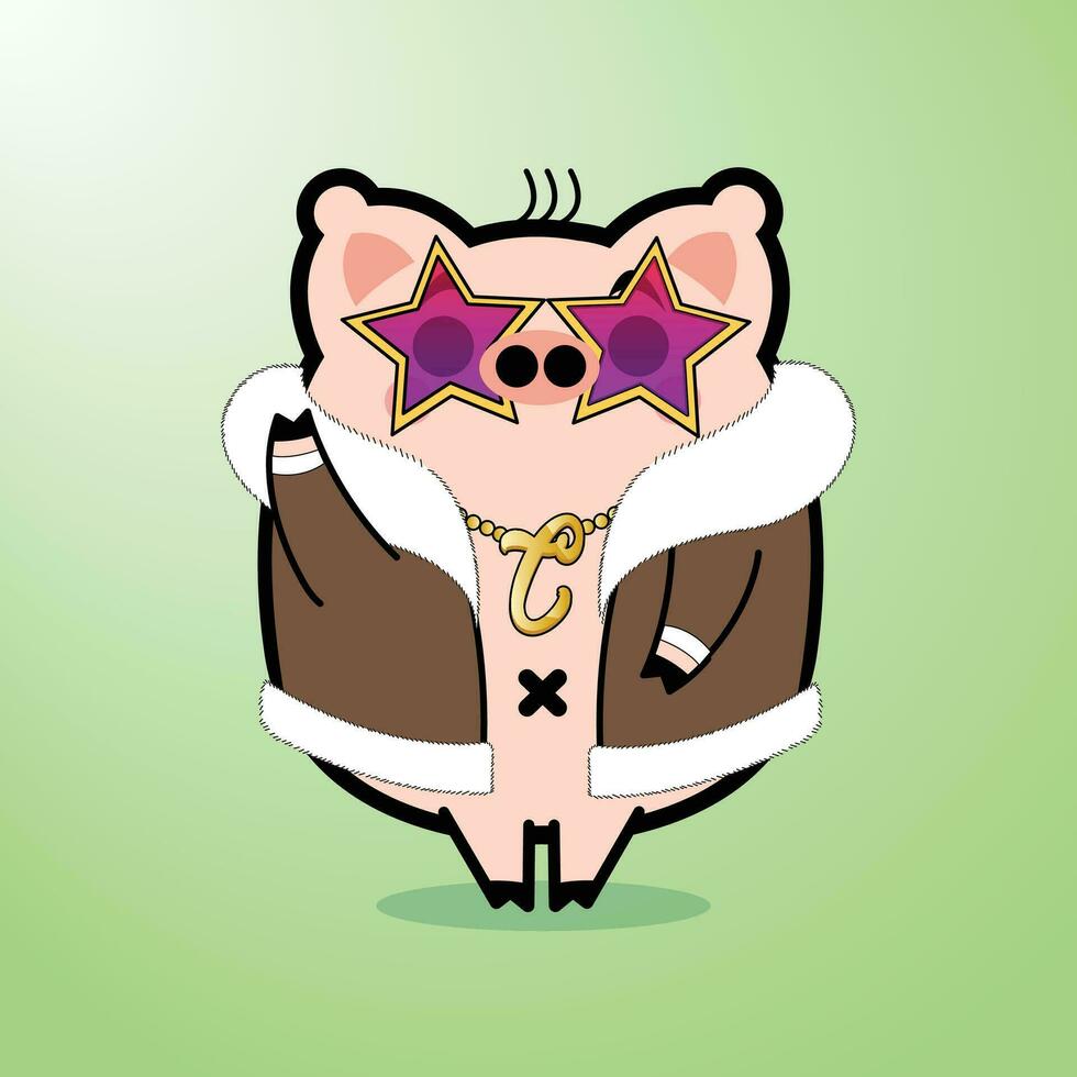 super étoile porc dessin animé personnage gratuit vecteur des illustrations