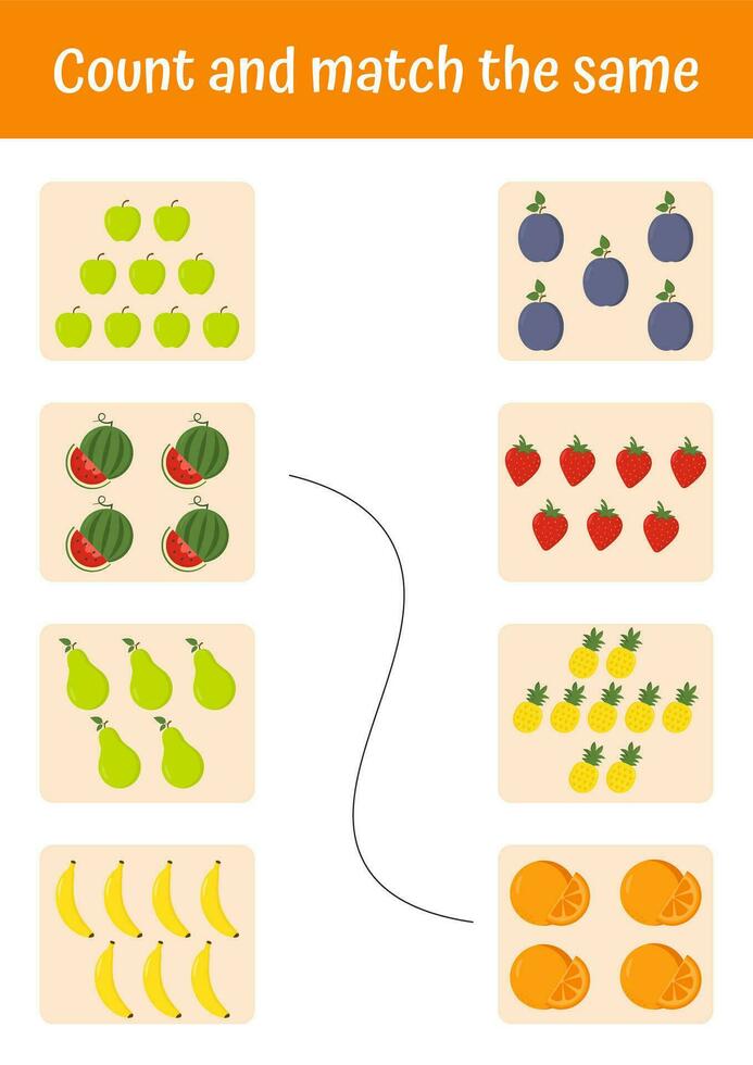 Comment beaucoup Jeu avec compte feuilles de travail pour des gamins à entraine toi mathématique ajout, soustraction, et logique énigmes. adapté pour préscolaire, jardins d'enfants, de bonne heure enfant développement et l'école à la maison. vecteur