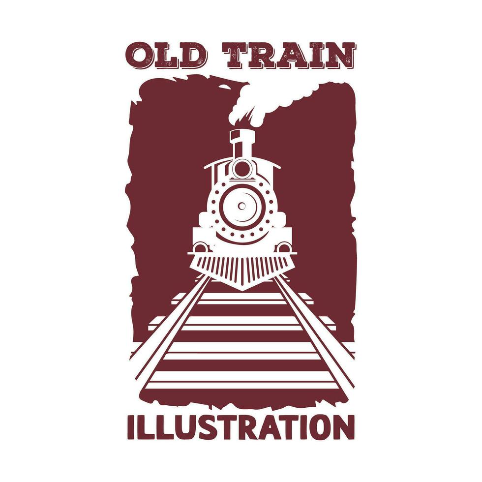 ancien rétro vieux locomotive train sur chemin de fer illustration vecteur