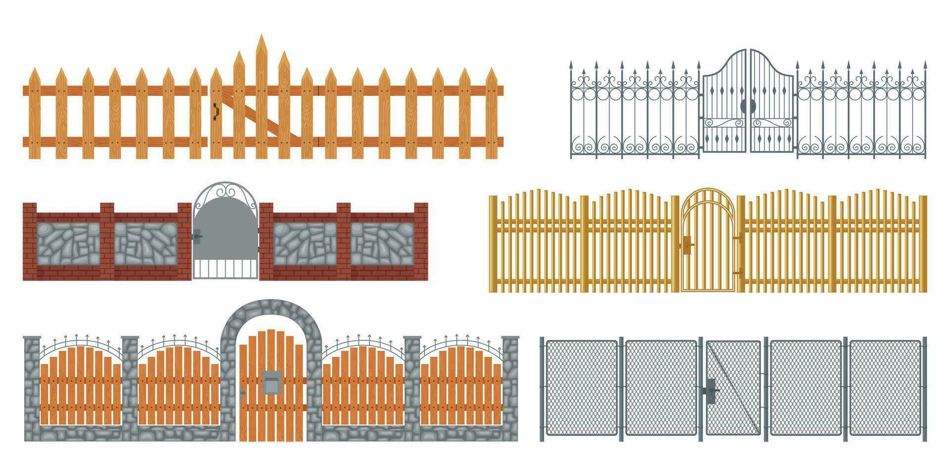 classique clôtures plat ensemble vecteur