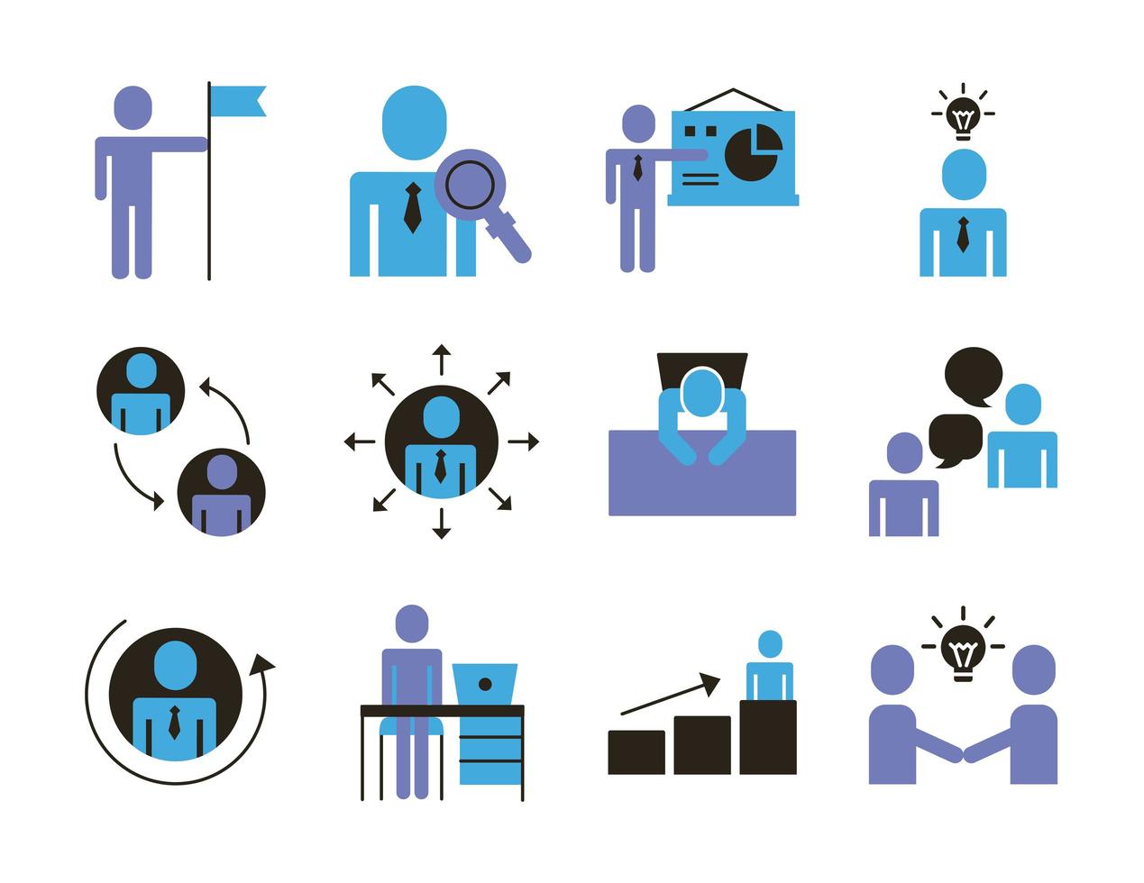 bundle of business people avatars set icons vecteur