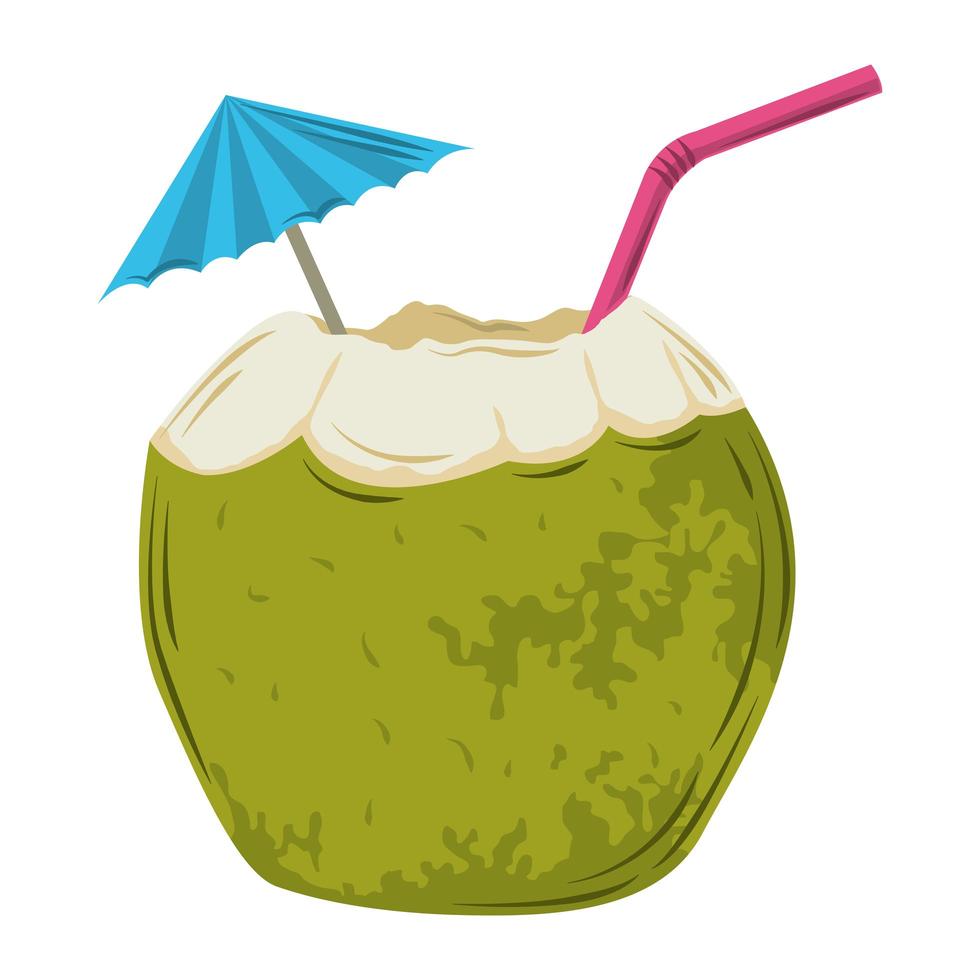 parapluie cocktail en noix de coco vecteur