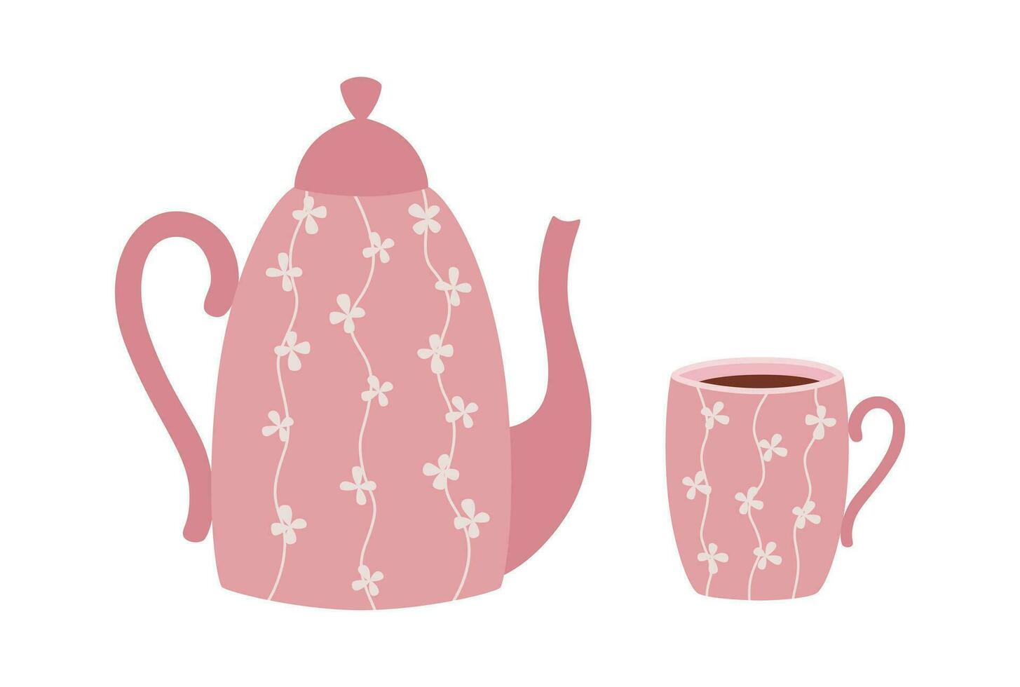 illustration de une théière et une café tasse vecteur