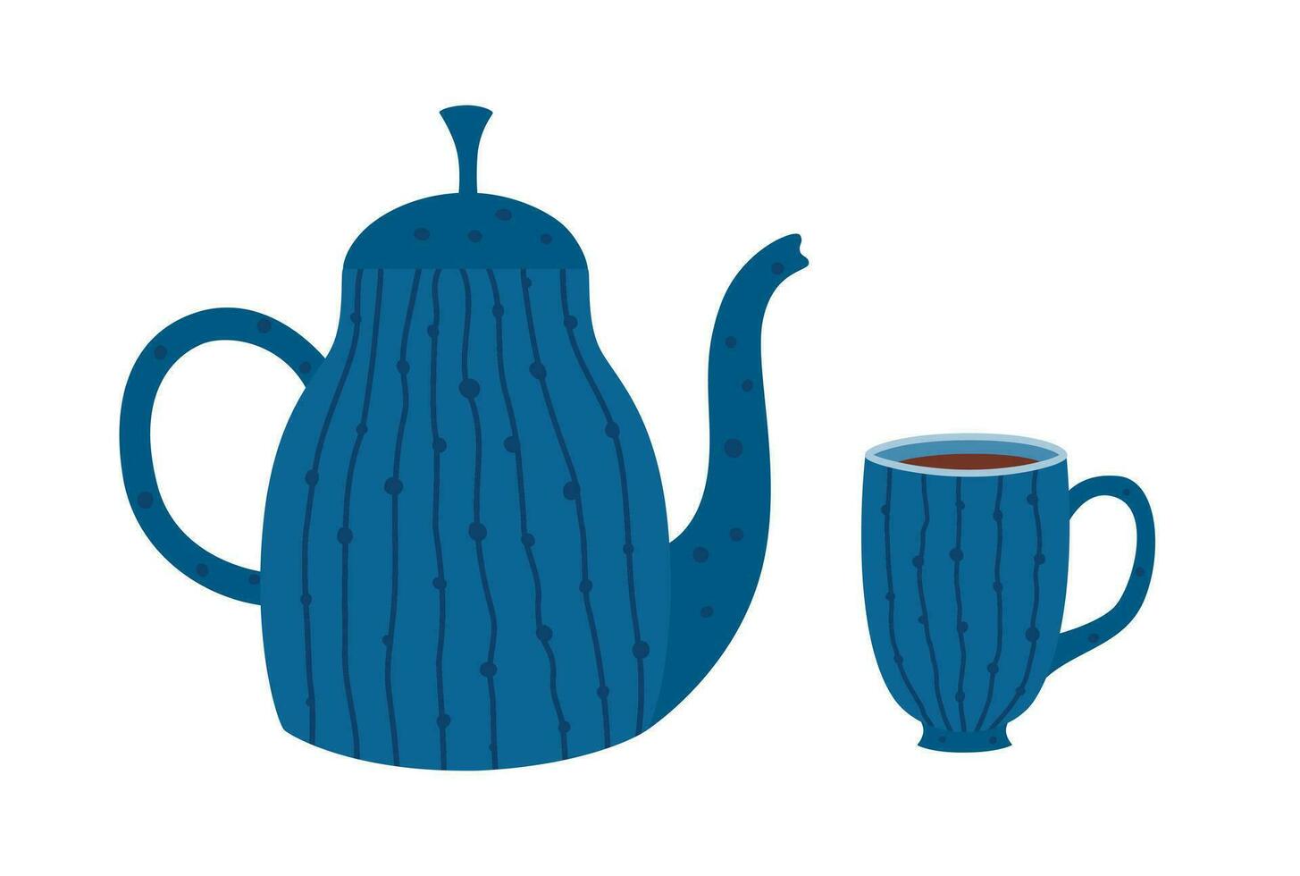 illustration de une théière et une café tasse vecteur