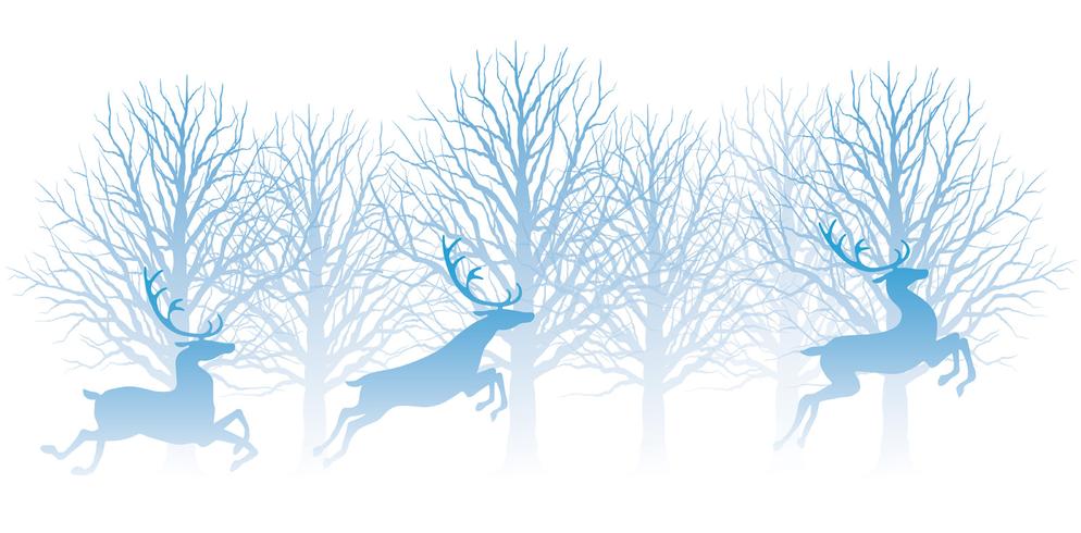 Illustration de Noël avec la forêt et le renne. vecteur