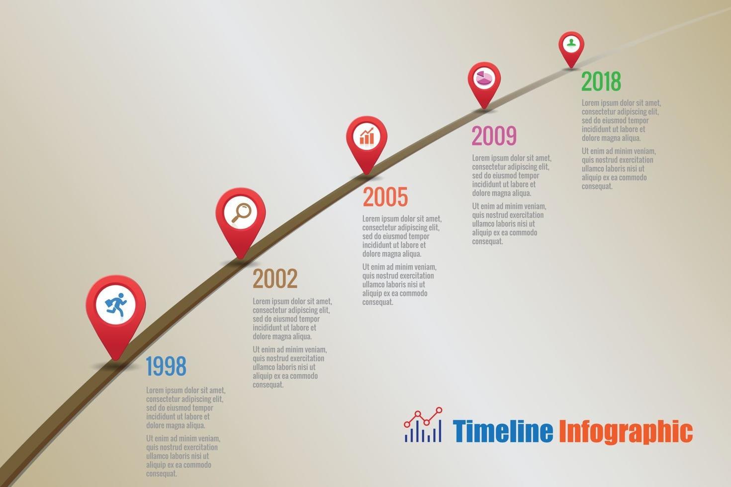 Feuille de route d'entreprise chronologie icônes infographiques conçues pour l'arrière-plan abstrait modèle élément de jalon diagramme moderne processus technologie numérique marketing données présentation graphique illustration vectorielle vecteur