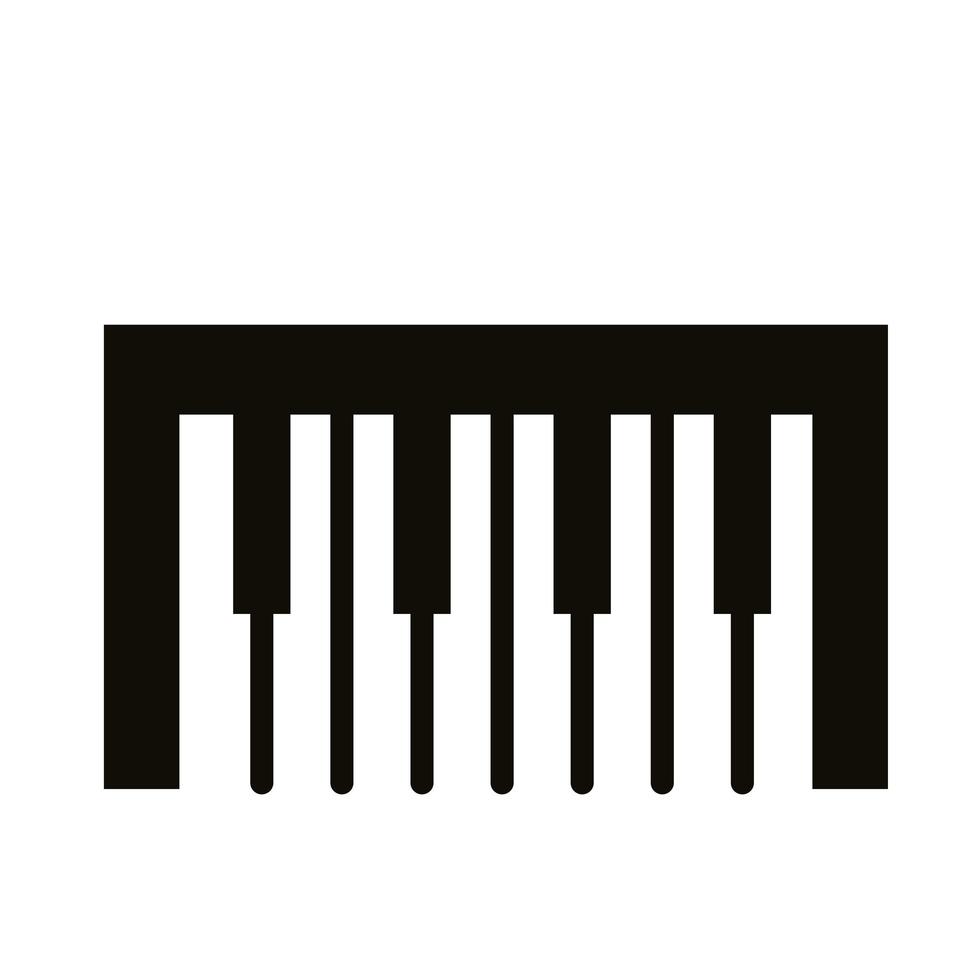 icône de style silhouette piano instrument de musique vecteur