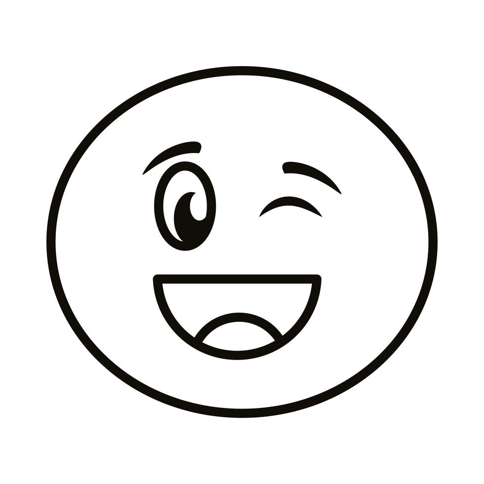 icône de style de ligne classique visage emoji heureux vecteur