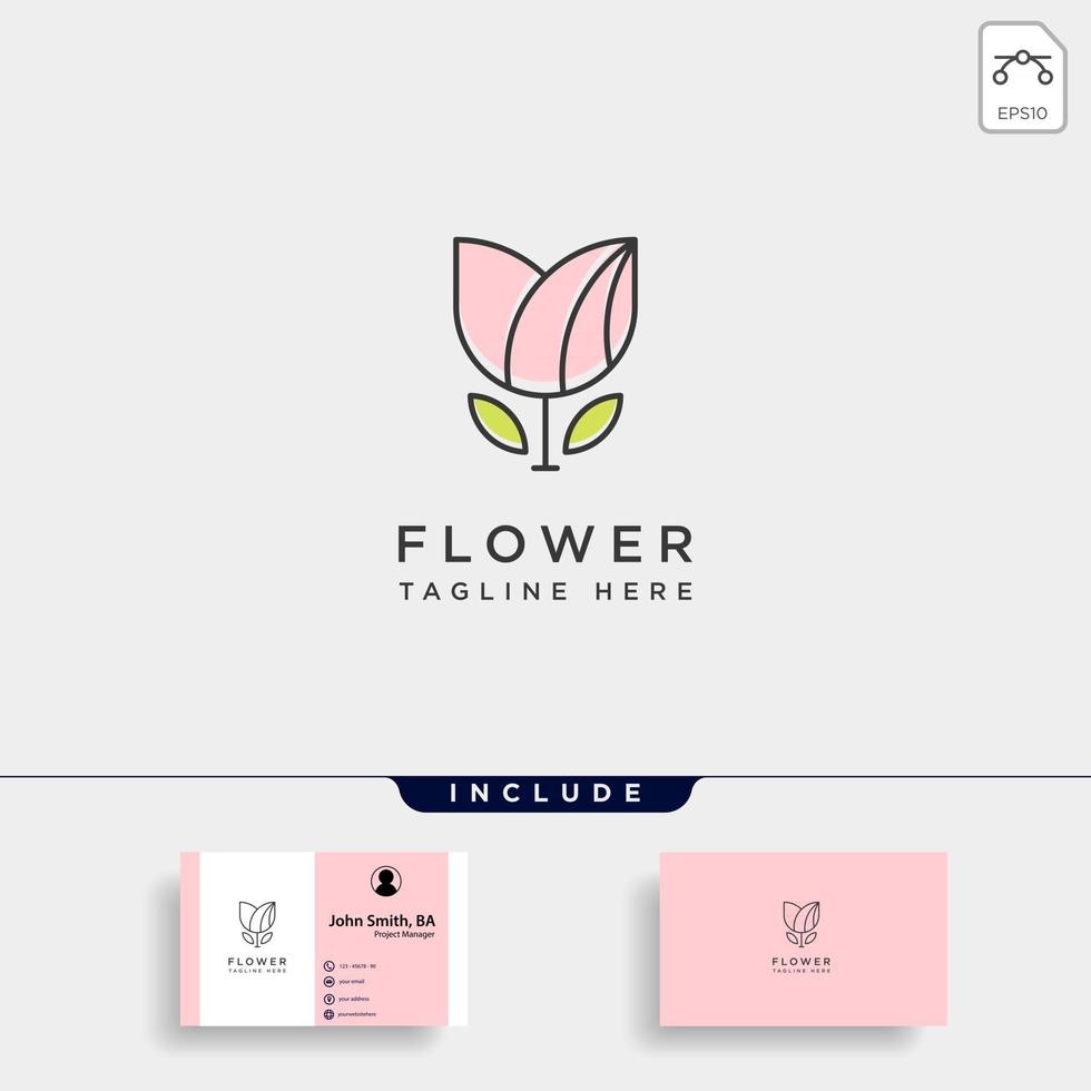 Élément d'icône de vecteur de modèle de logo simple prime beauté ligne florale fleur