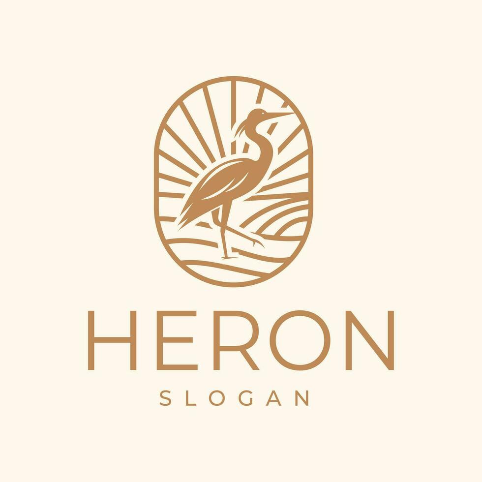 héron oiseau avec ancien style. pélican, flamant, emblème conception vecteur. logo modèle illustration vecteur