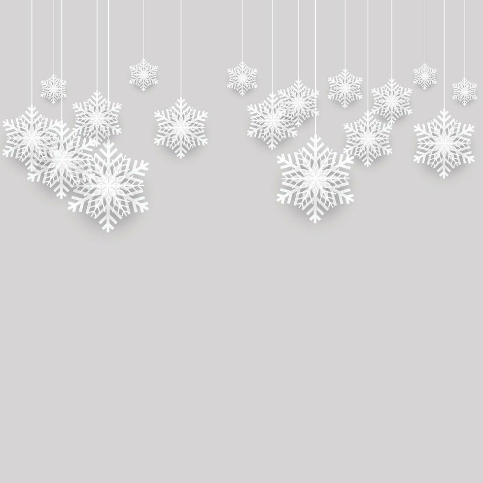 joyeux Noel et bonne année. fond de Noël avec poinsettia, flocons de neige, conception d'étoiles et de boules. vecteur
