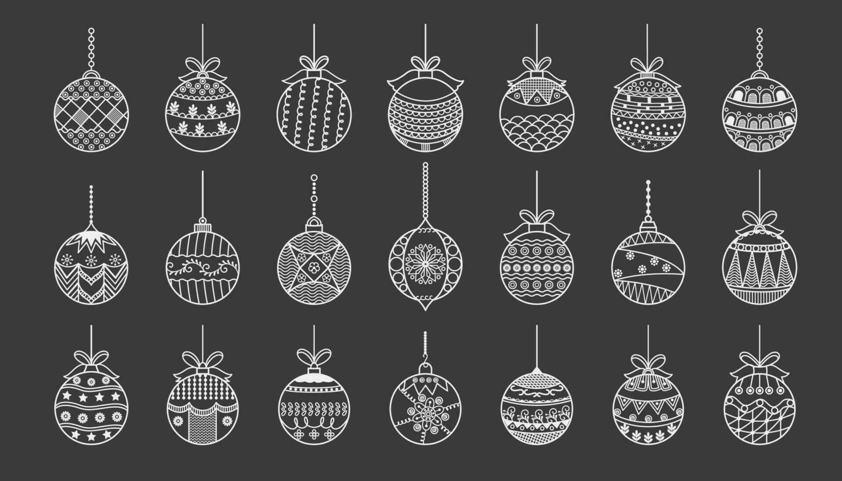 Noël Balle ligne icon.set de Facile Noël des balles isolé sur gris arrière-plan.vacances Noël décoration vecteur