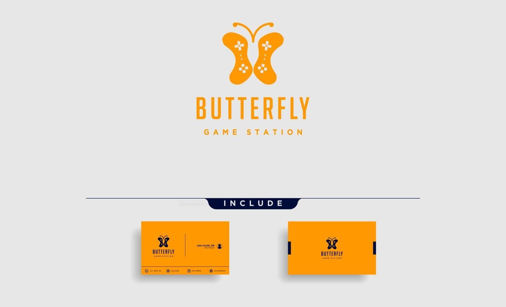 modèle de conception de logo de jeu de papillon animal concept contrôleur vecteur simple