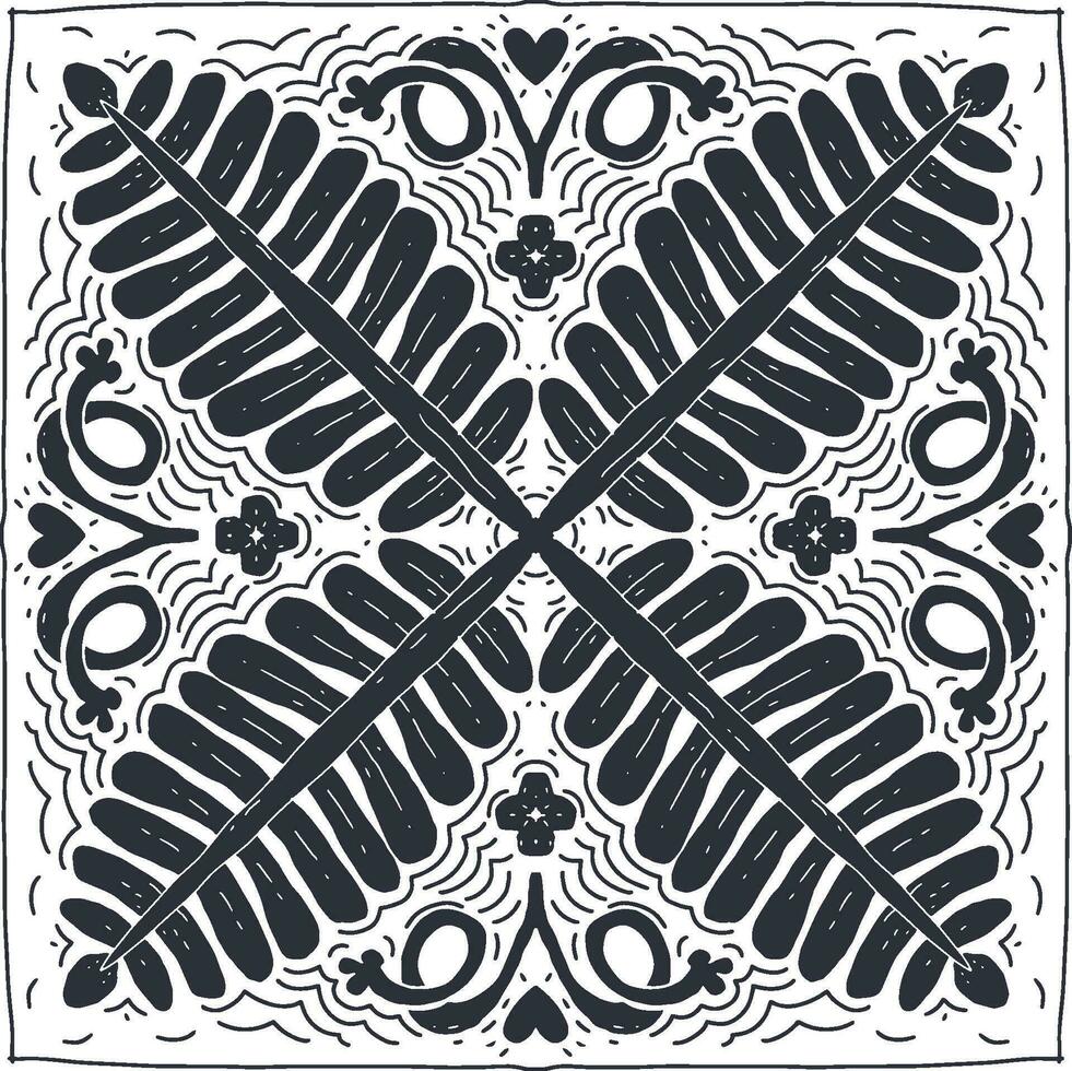 botanique motif main tiré bandana vecteur