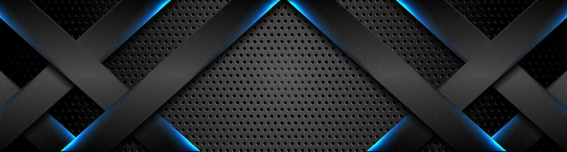 futuriste noir La technologie Contexte avec bleu néon lignes vecteur