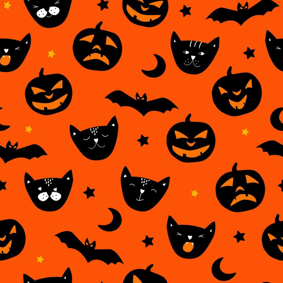 sans couture modèle avec citrouilles et les chats sauvages. impression pour Halloween vacances. vecteur graphique.