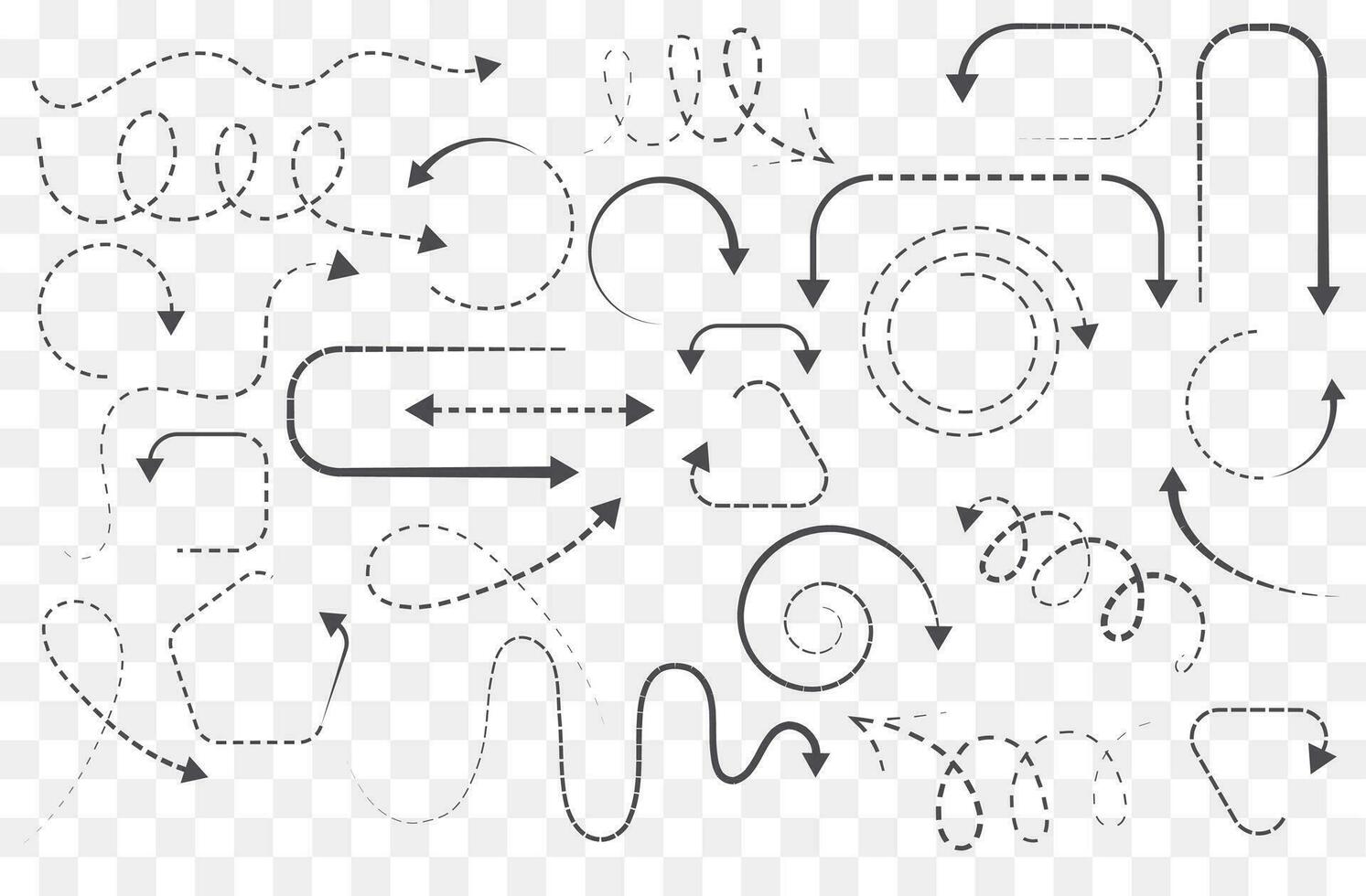 infographie éléments sur isolé transparent arrière-plan, Facile flèches. ligne art style. ensemble de différent pointeurs et flèches. noir et blanc illustration. griffonnages vecteur