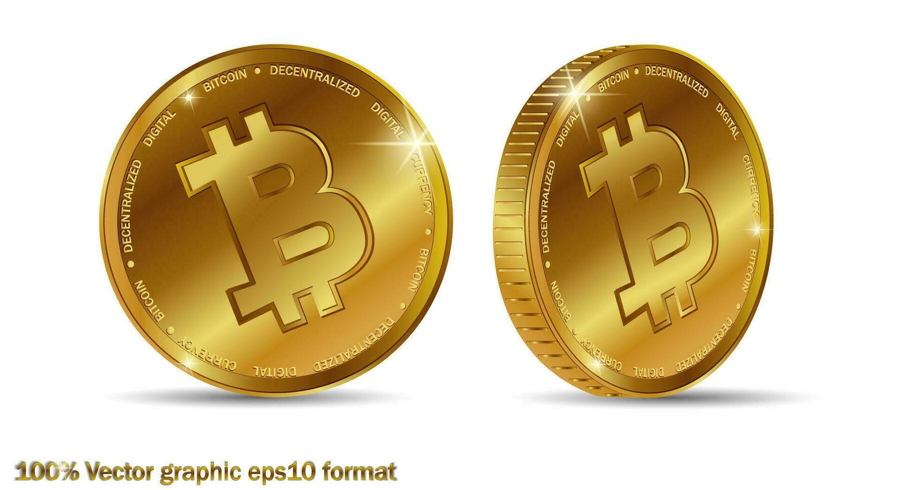 d'or bitcoin pièce de monnaie. crypto devise d'or pièce de monnaie bitcoin  symbole isolé sur blanc Contexte. réaliste vecteur illustration. 27197208  Art vectoriel chez Vecteezy