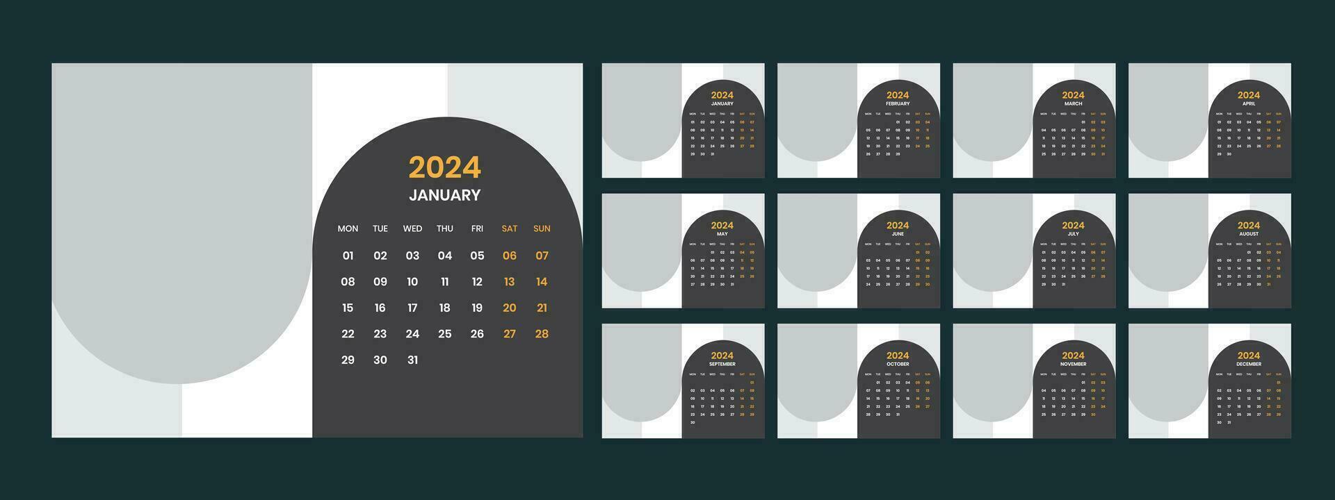 vecteur bureau calendrier modèle 2024