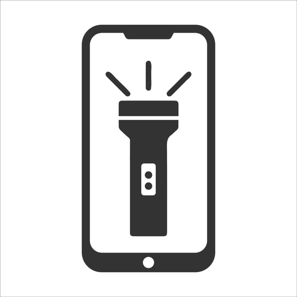 vecteur illustration de téléphone intelligent lampe de poche icône dans foncé Couleur et blanc Contexte
