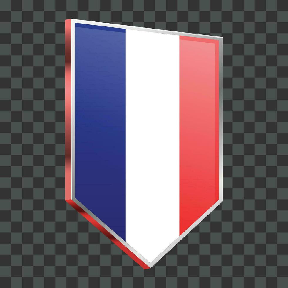 vecteur 3d réaliste fanion France avec drapeau