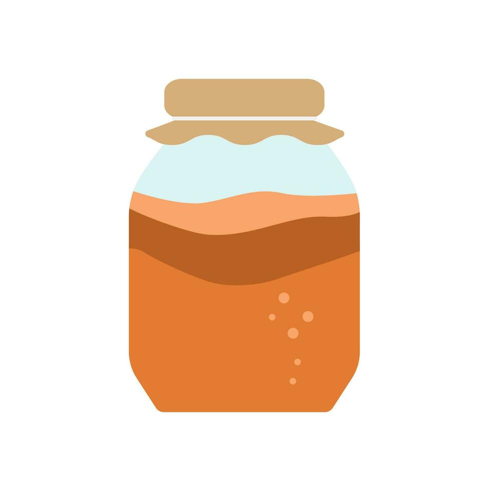 kombucha fermenté boire. probiotique fait maison thé. végétalien nourriture dans une pot préparation. en bonne santé repas ingrédients. antioxydant produit pour actif vie. vecteur illustration