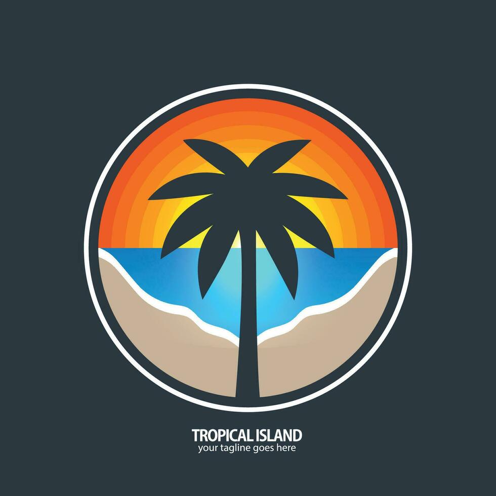 tropical île logo vecteur
