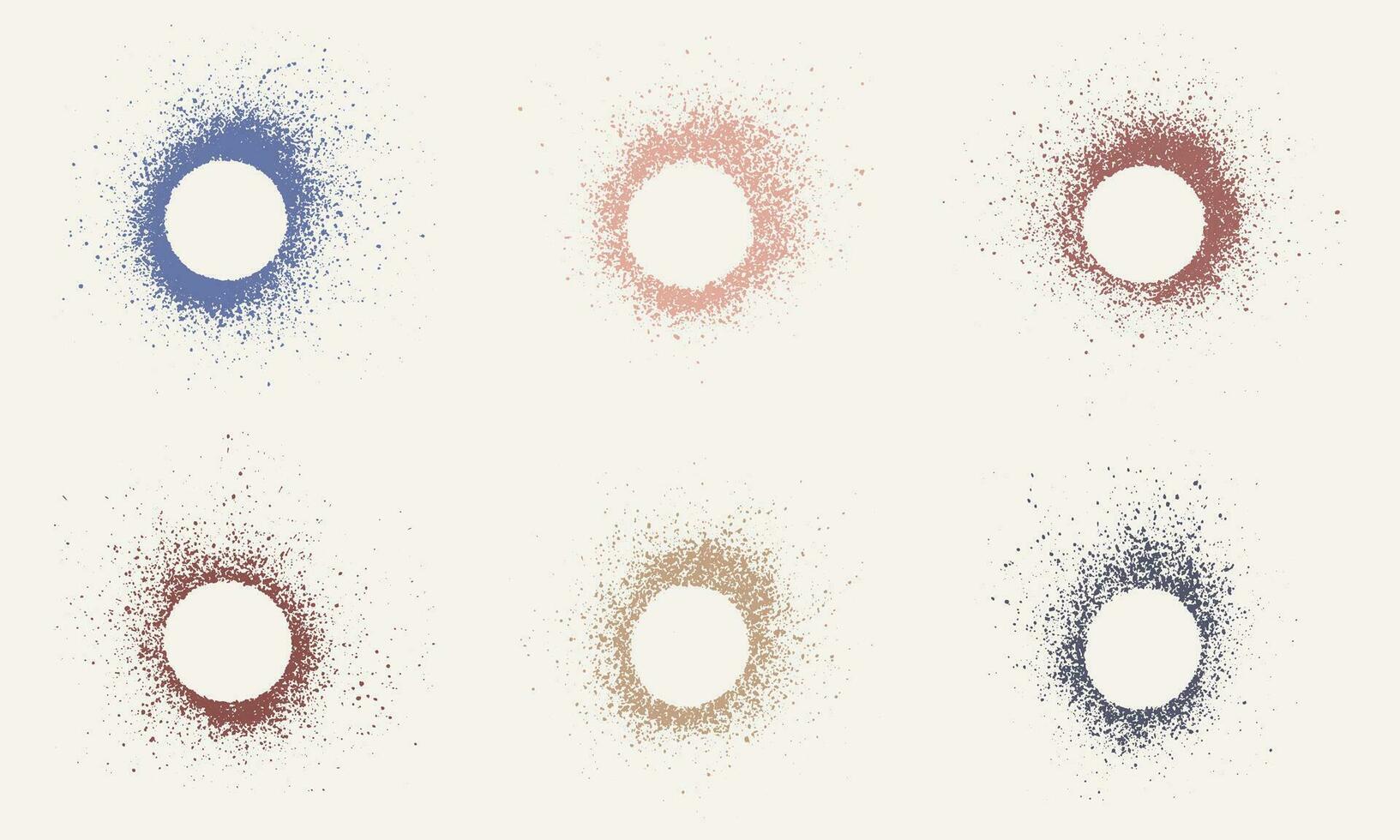 Cadre ensemble dans cercle forme, Couleur encre éclabousser. vaporisateur pochoir collection. sale frontière, peindre brosse texture. Vide rond tache. abstrait conception élément. isolé vecteur illustration.