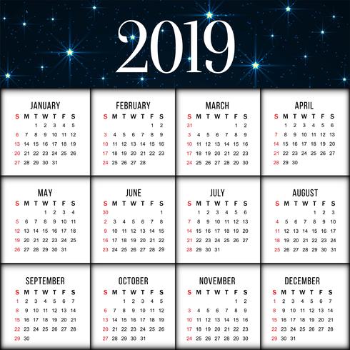 Abstrait élégant calendrier de la nouvelle année 2019 vecteur