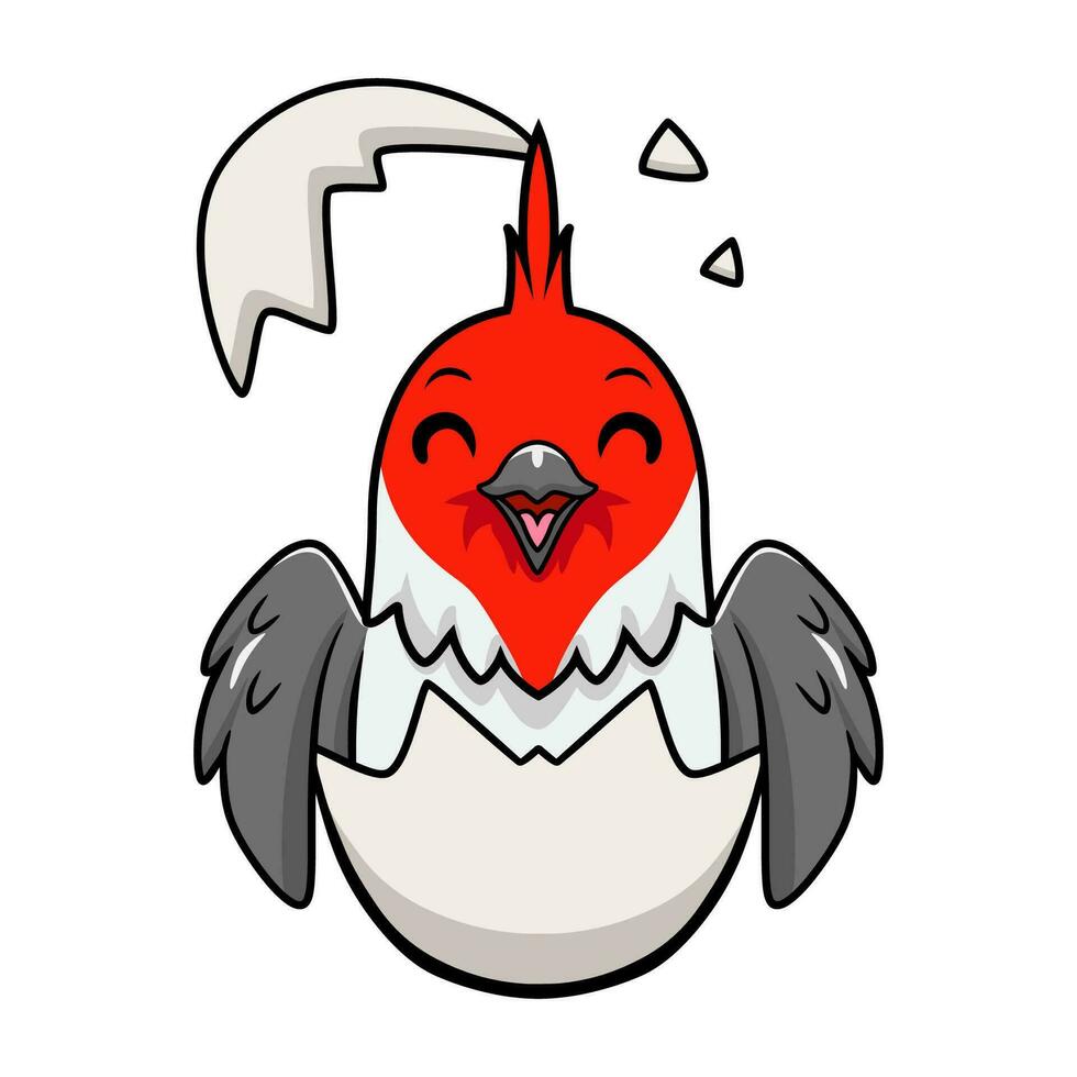mignonne rouge huppé cardinal oiseau dessin animé à l'intérieur de Oeuf vecteur