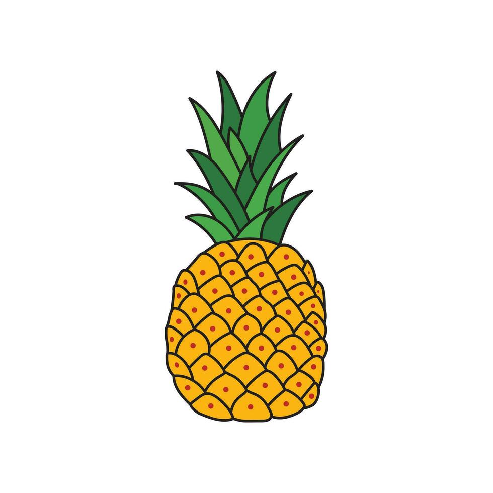 des gamins dessin dessin animé vecteur illustration ananas icône isolé sur blanc Contexte