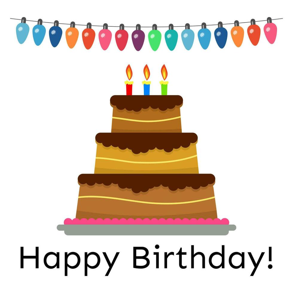 carte de voeux avec gâteau sucré pour la fête d'anniversaire. illustration vectorielle vecteur
