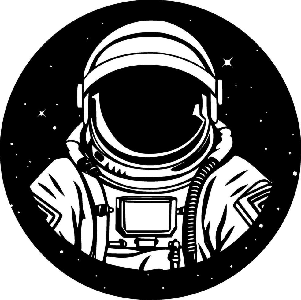 astronaute - noir et blanc isolé icône - vecteur illustration