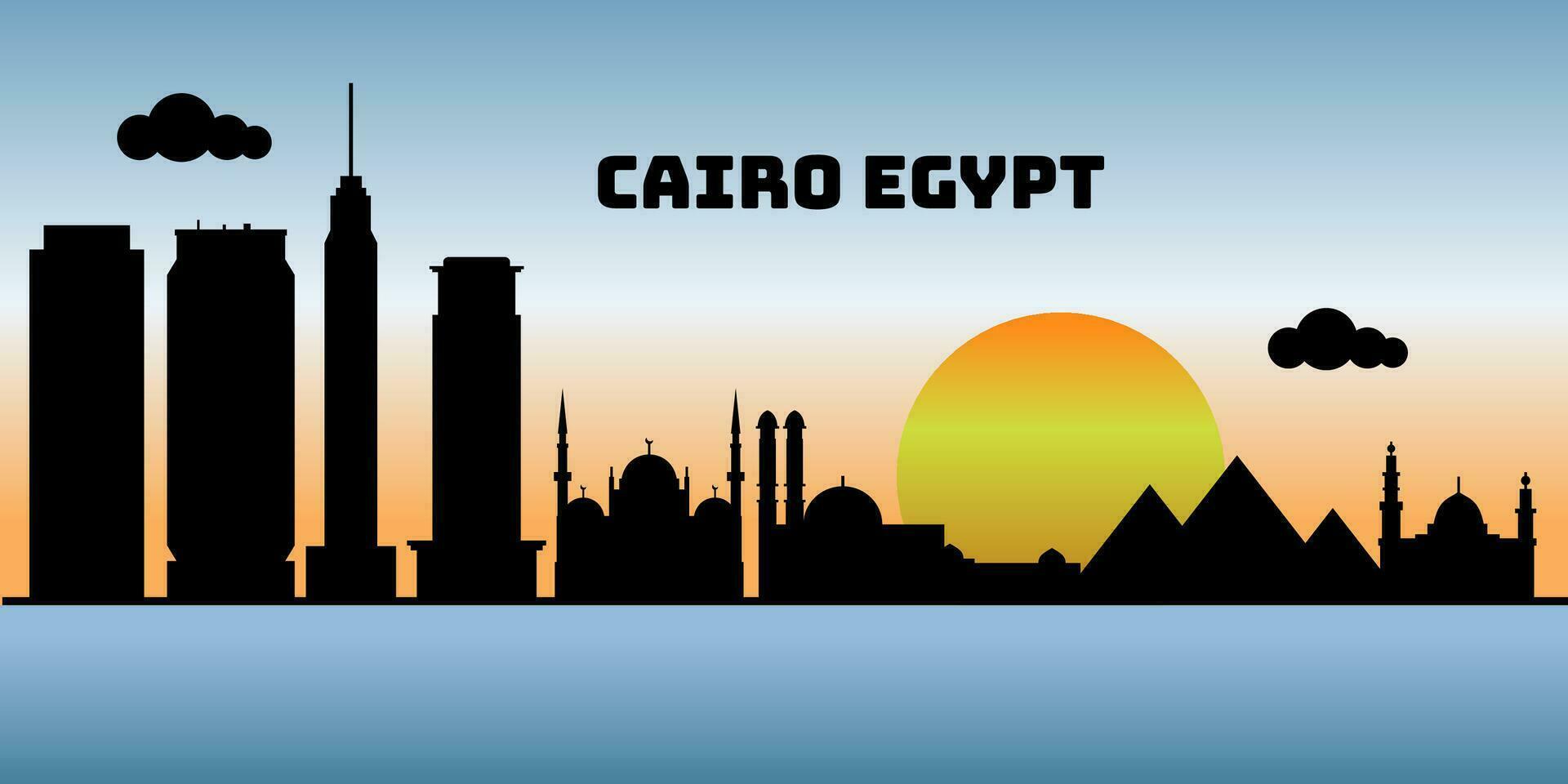 Caire Egypte paysage urbain horizon esquisser illustration vecteur. vecteur