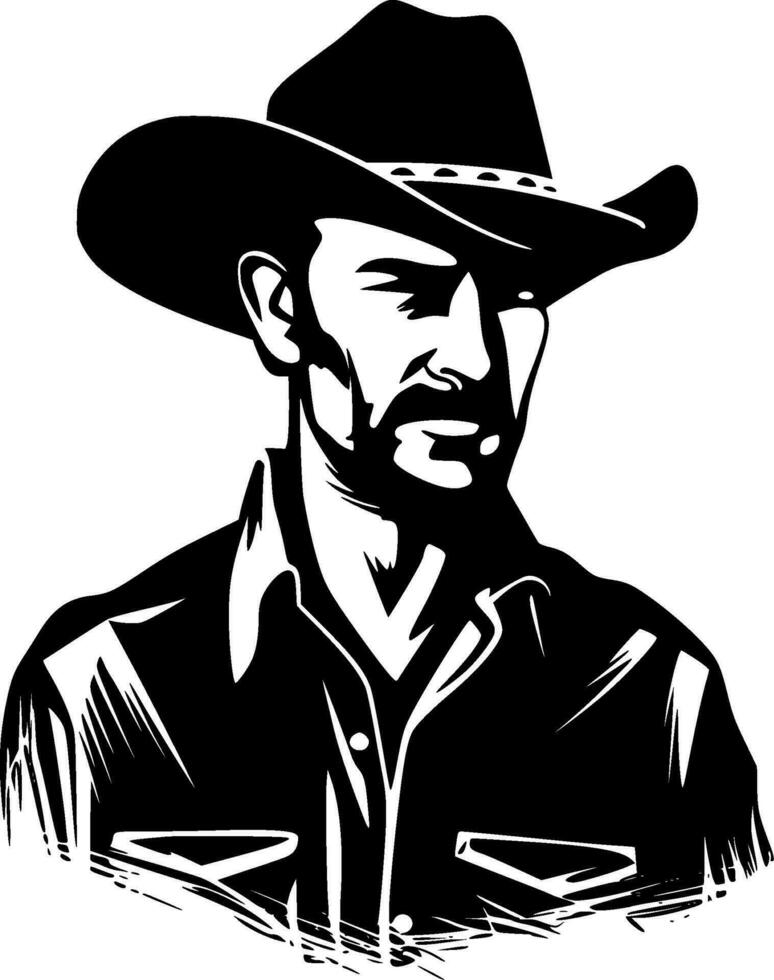 cow-boy - noir et blanc isolé icône - vecteur illustration