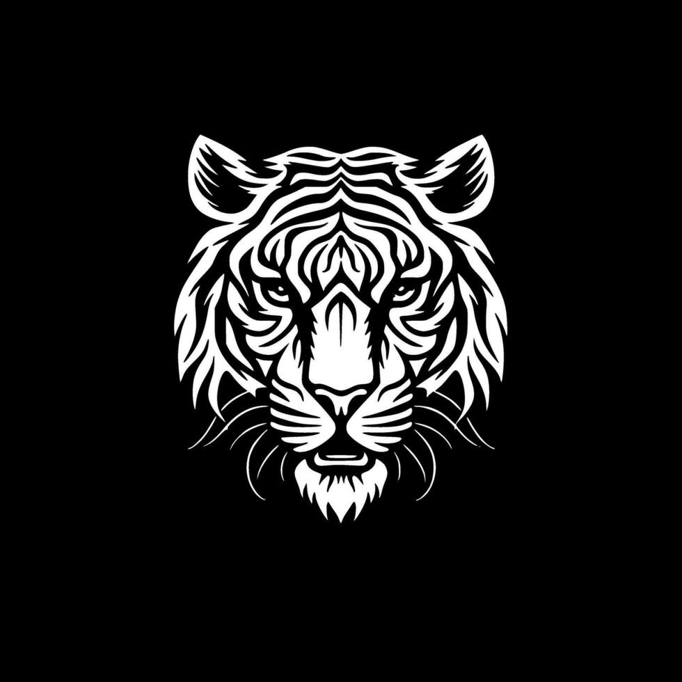 tigre - noir et blanc isolé icône - vecteur illustration