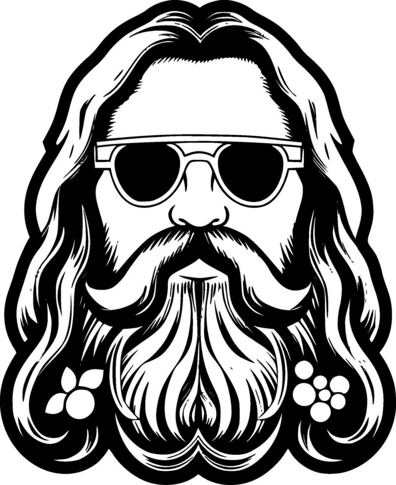 hippie, noir et blanc vecteur illustration