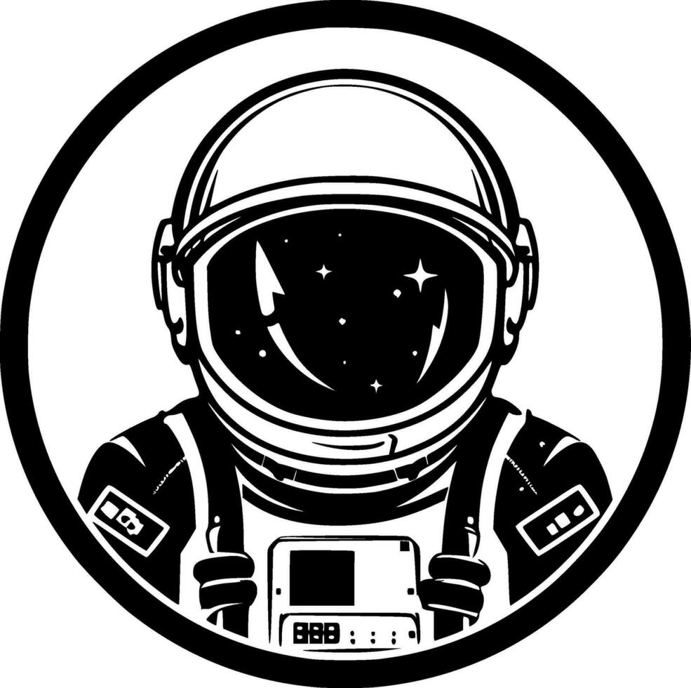 astronaute - noir et blanc isolé icône - vecteur illustration