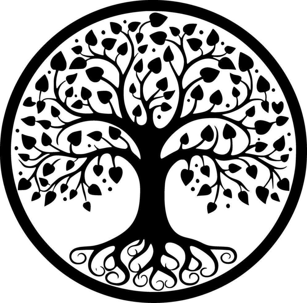 arbre - noir et blanc isolé icône - vecteur illustration