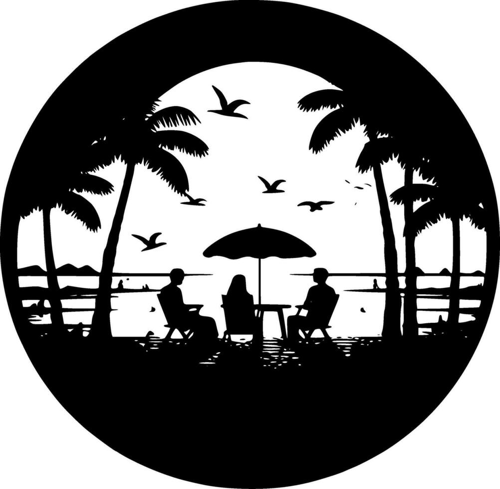 plage, noir et blanc vecteur illustration