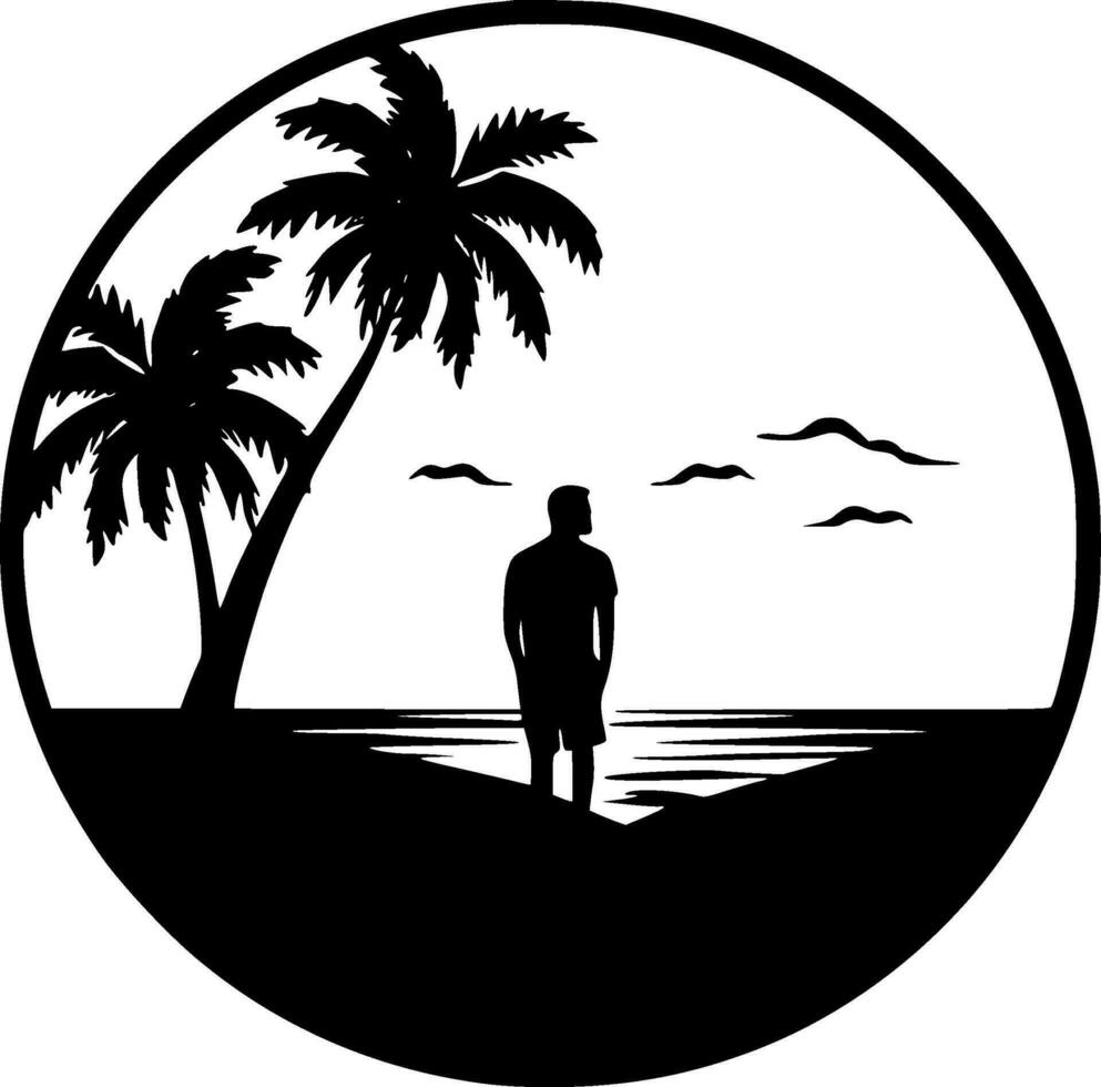 plage, minimaliste et Facile silhouette - vecteur illustration